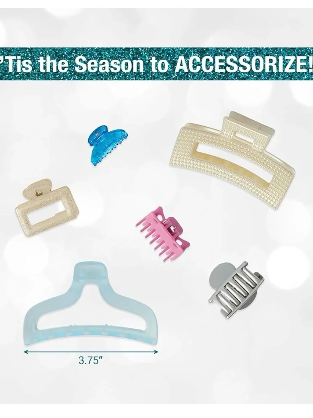 Scunci by Conair 6-Piece Claw Clip Gift Set - Pastel Blue, Pink & Gold
